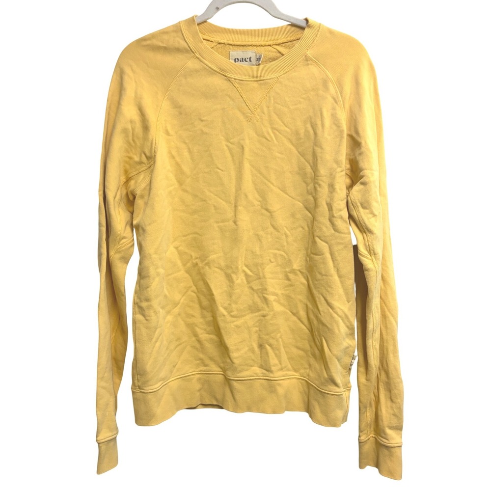 Pact Essential Pullover Sweatshirt Yellow Sustainable Raglan Medium